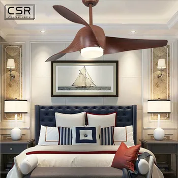 

Brown Vintage Ceiling Fan With Lights Remote Control 110 220 Volt Bedroom Ceiling Light Fan Lamp LED Bulbs Ventilador De Techo