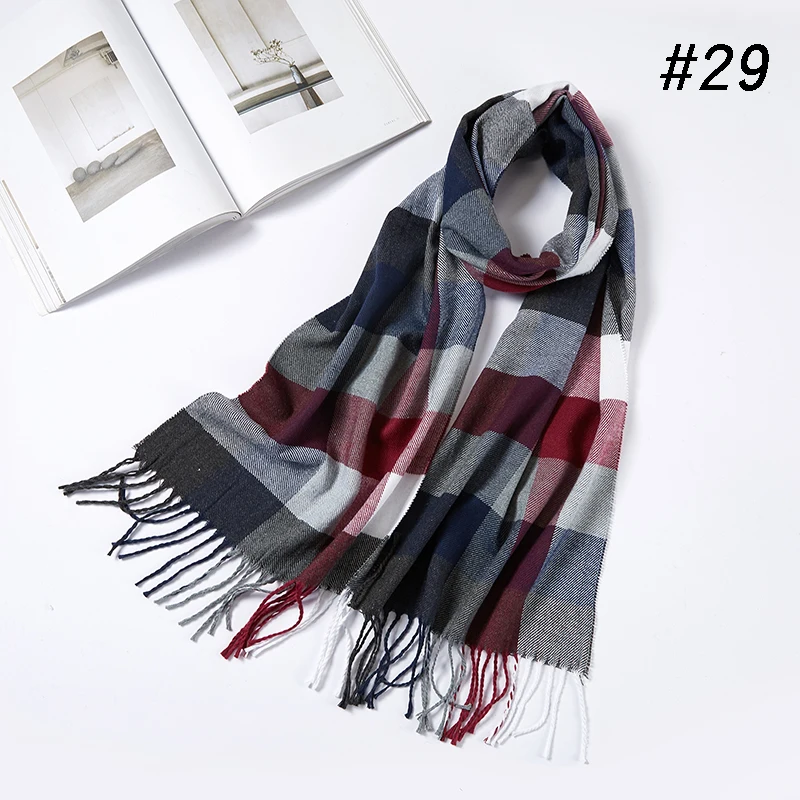 small size 180*30cm Brand Designer Winter Cashmere Scarves Men Scarf Cheap Warm Unisex - Цвет: color 29