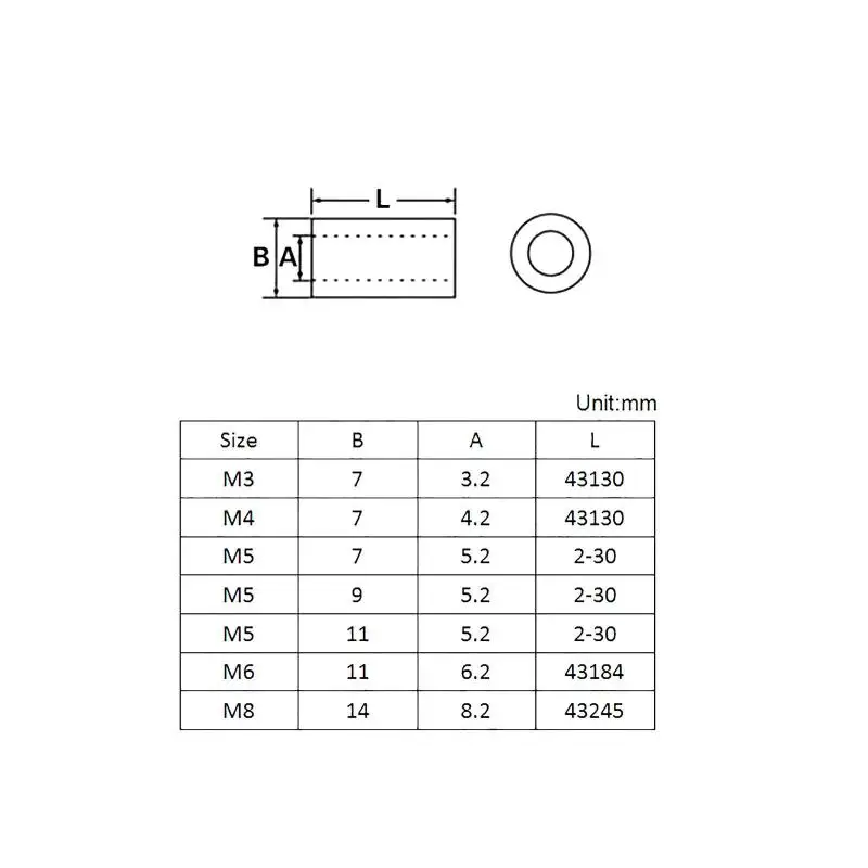 50PCS M3-M8 Insulated Column Plastic Sleeve ABS Cushion High Column Washer Pillar Spacer Nelon Tube Isolation Washer,Pipe