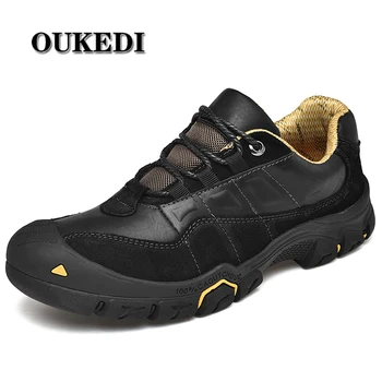 

Men's Hiking Shoes 2019 New Spring Man Cowhide Shoes Outdoor Sneakers Men Athletic Tactical Boots Non-slip Men Climbing Shoes