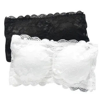 

Fashion Women Ladies Stretch Sexy Lace Bra Wire Free Padded Convertible Tube Bra Three Hook-and-eye Seamless Underwear /