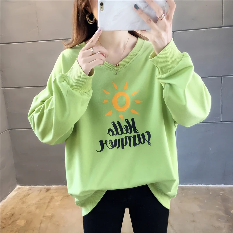 Большие размеры, уличная одежда sudaderas mujer,, негабаритная Женская одежда, милый свитер, kawaii, с надписями, Флисовые женские, K0310