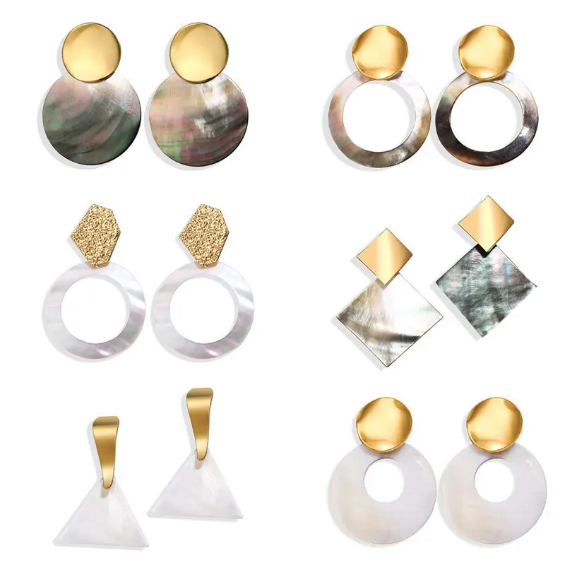 

2019 Boho Acrylic Earrings For Women Fashion Heart Gold Female Round Stud Earrings Big Circle Brincos Geometric Jewelry