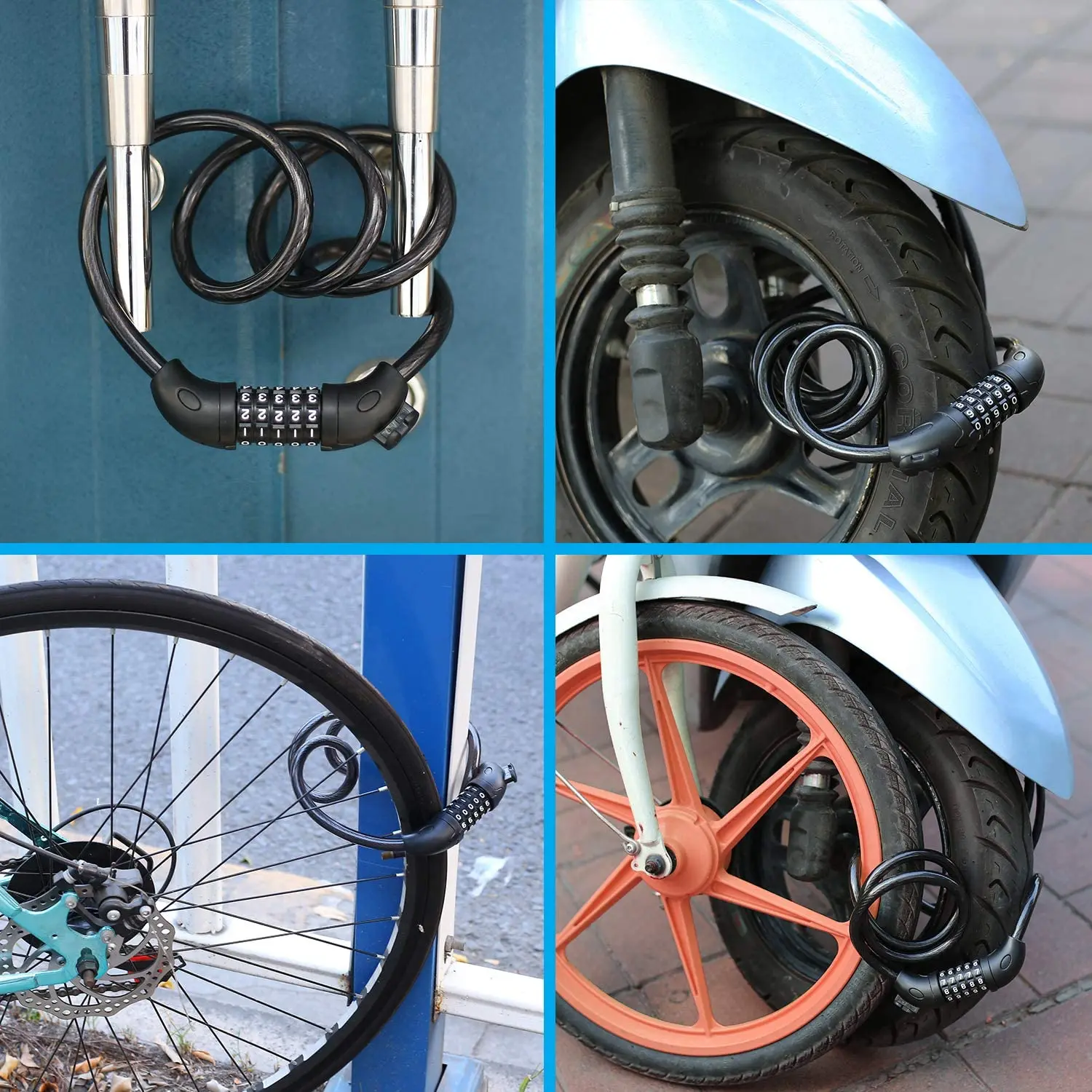 1,8 M 6ft Fahrrad Kette Lock 5-Stellige Rücksetzbaren Kombination  Anti-Diebstahl Bike Schlösser Motorrad Roller Kabel Lock mit Montage