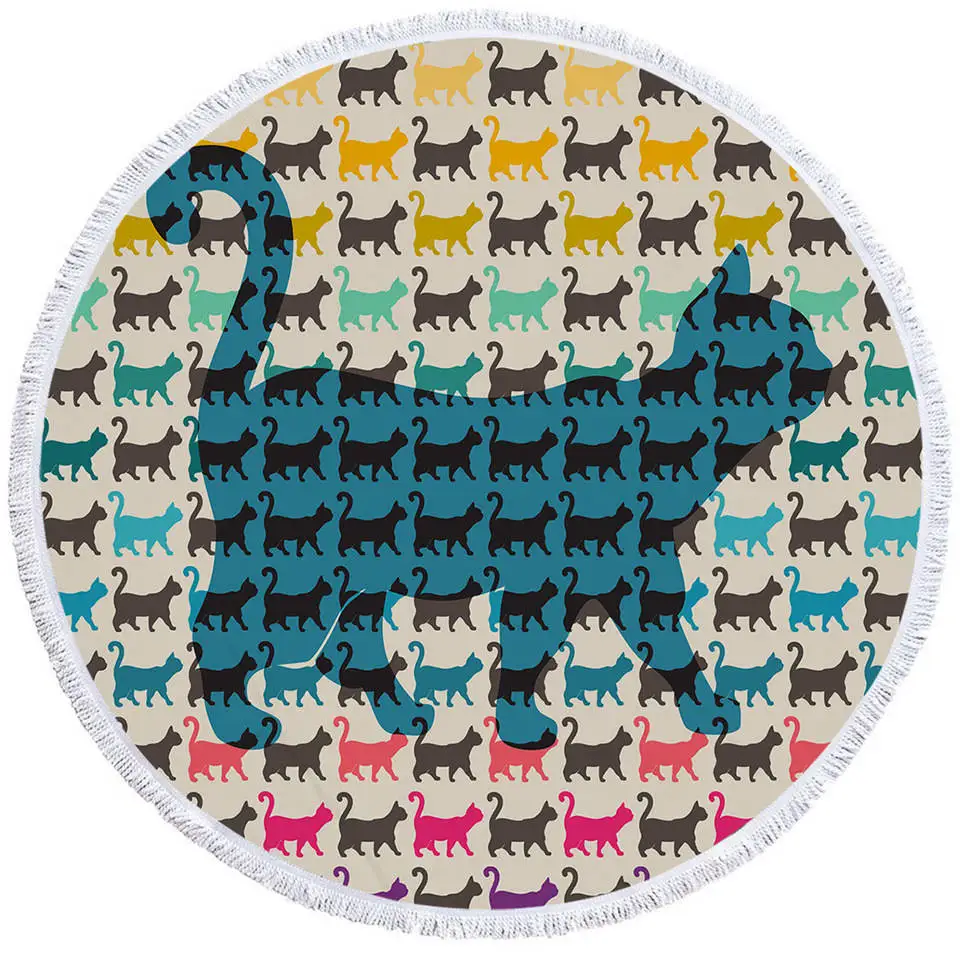 004 - Towel Постельное белье Outlet кошка королева круглый пляжное полотенце Королевский кот мультфильм кисточкой гобелен Цветочный Коврик для йоги рисунок питомца для взрослых Toalla одеяло 150 см - Цвет: 004 - Towel