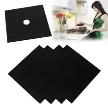New 4 Pcs Removable Easy Clean Square Foil Gas Hob Liner Reusable Easy Clean Protection Pad Drop Shipping