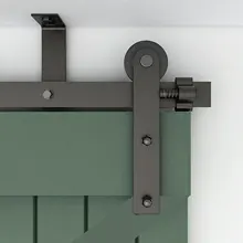 

WOLFBIRD 4FT-13FT Ceiling Mount Barn Sliding Door Hardware Kits Ceiling Bracket Barn Door Track L Shape Roller Sliding Door Rail