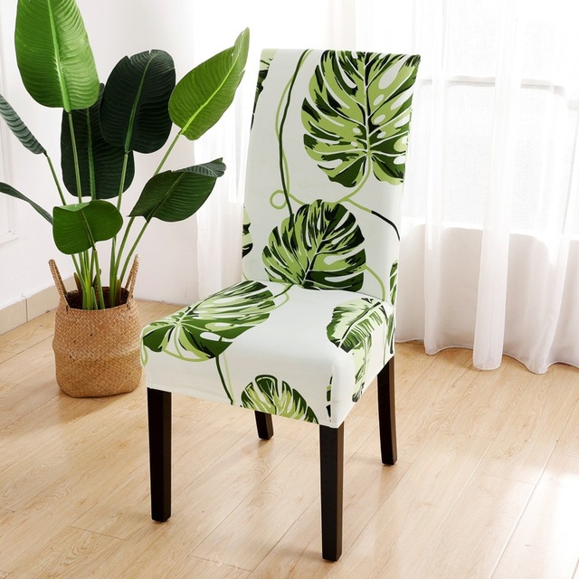 Series Chair Cover for Dining Room Banquet Hotel Kitchen Spandex Stretch Print Chair Covers Removable Washable Seat Decor