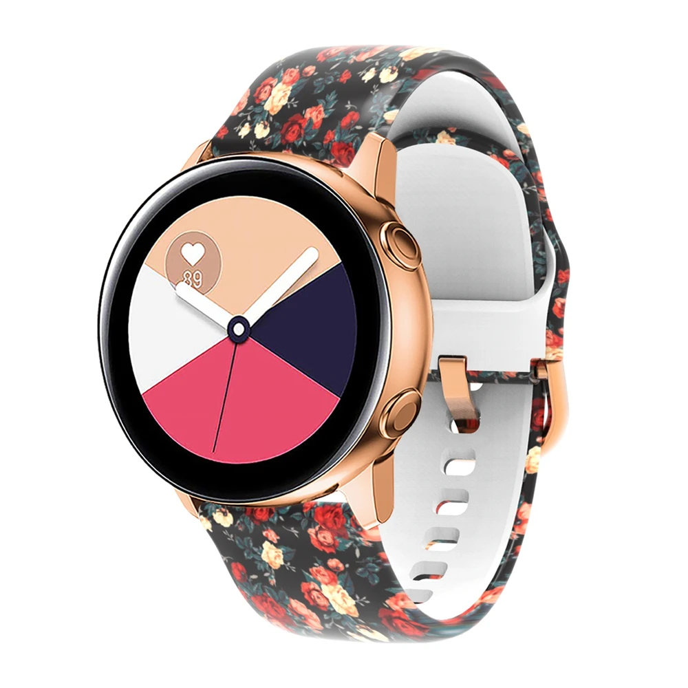 20 мм печать силиконовый ремешок для samsung Galaxy Watch активный 42 ремешок для часов, мм для huawei Watch 2/Amazfit BIP Молодежный браслет ремешок