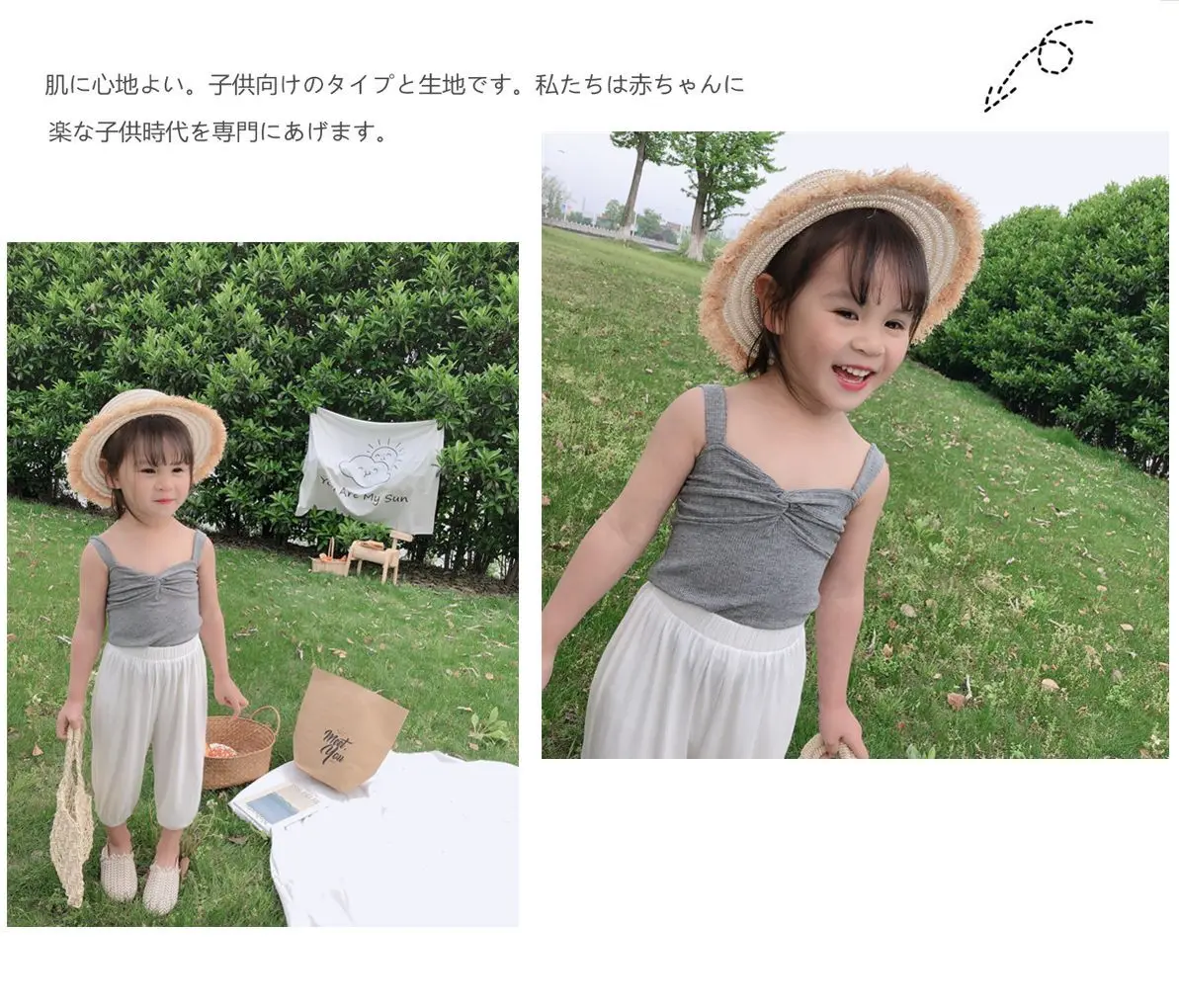 Roupas de Verão Algodão sem Mangas Crianças Novas Meninas Colete Bebê Elástico Cabresto Topos Menina Moda Estilingue Roupas 2020 2 algodão sem mangas colete bebê crianças elástico