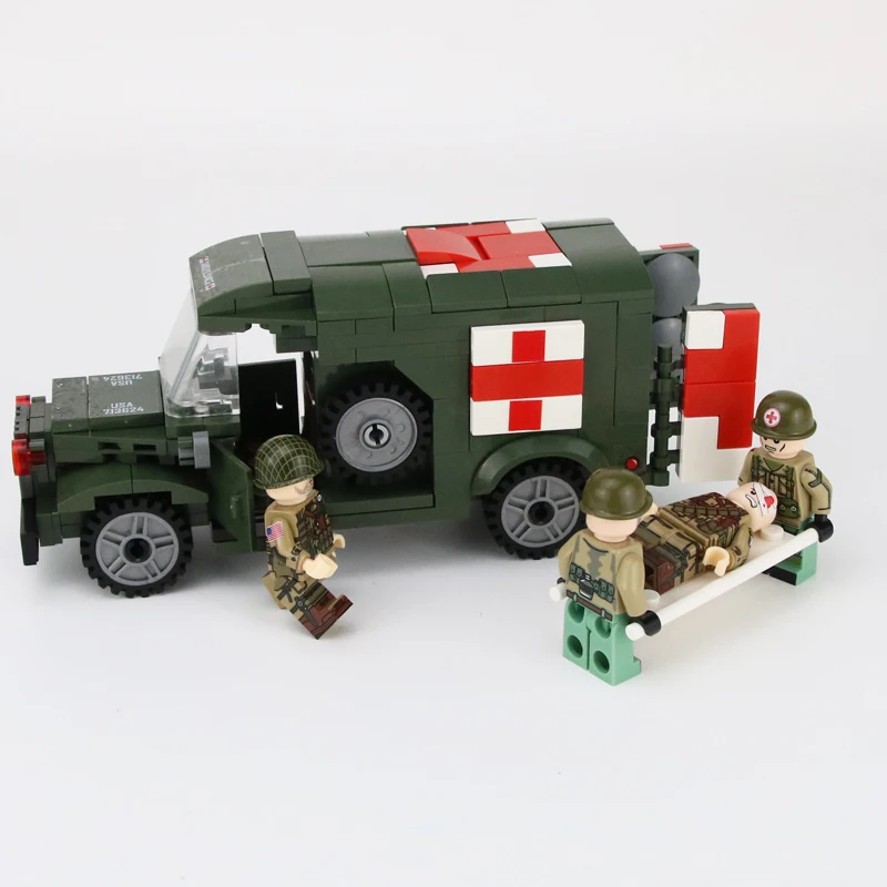 Pаспродажа WW2 армия, солдатики армии США фигурки строительных блоков раненный солдат скорой помощи оружие кирпичи части строительные блоки игрушка