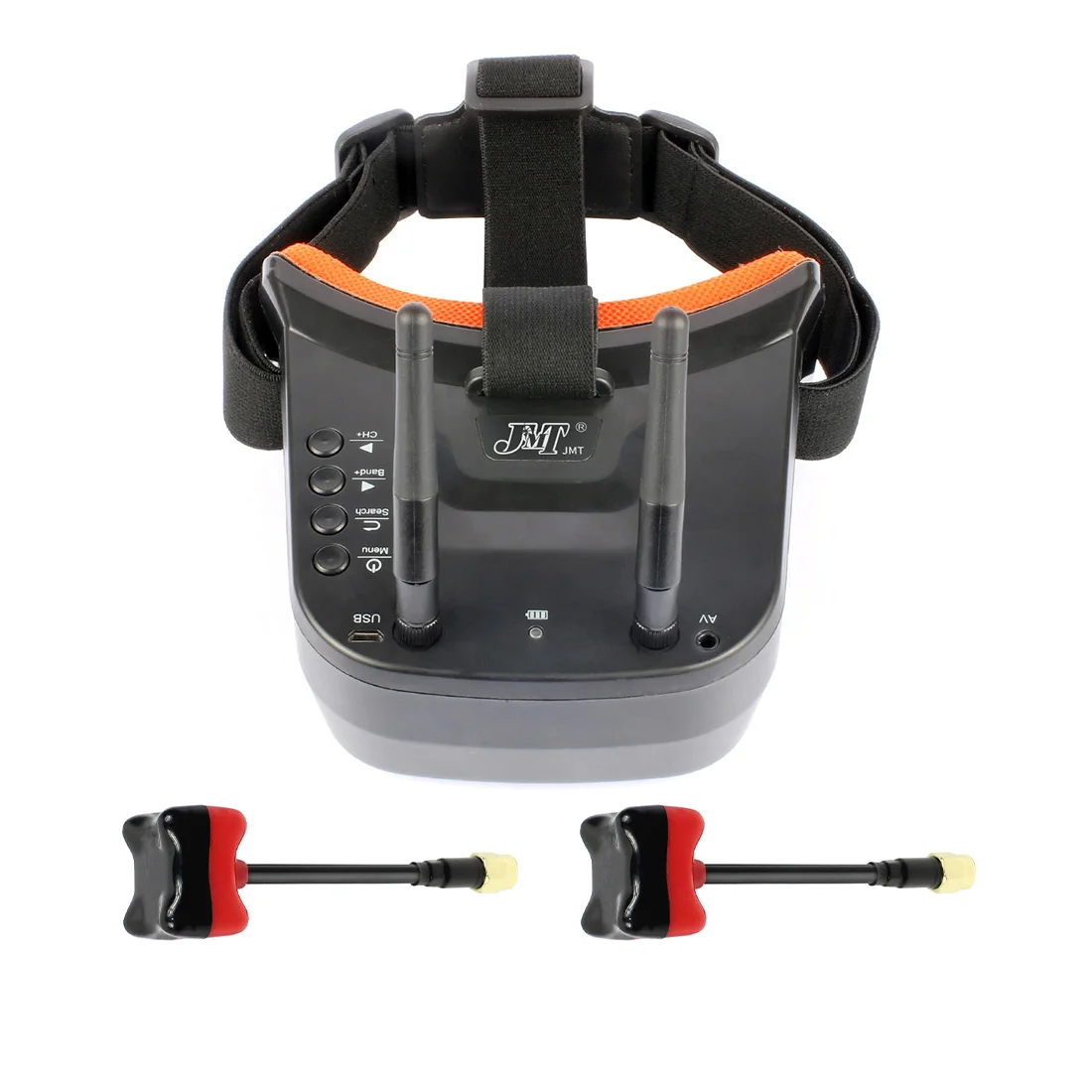 

Hot JMT 5.8G 40CH Mini FPV Goggles 3 inch 480 x 320 Display Built-in Battery with 85mm FPV Antenna for FPV Racing Drone Quadcopt