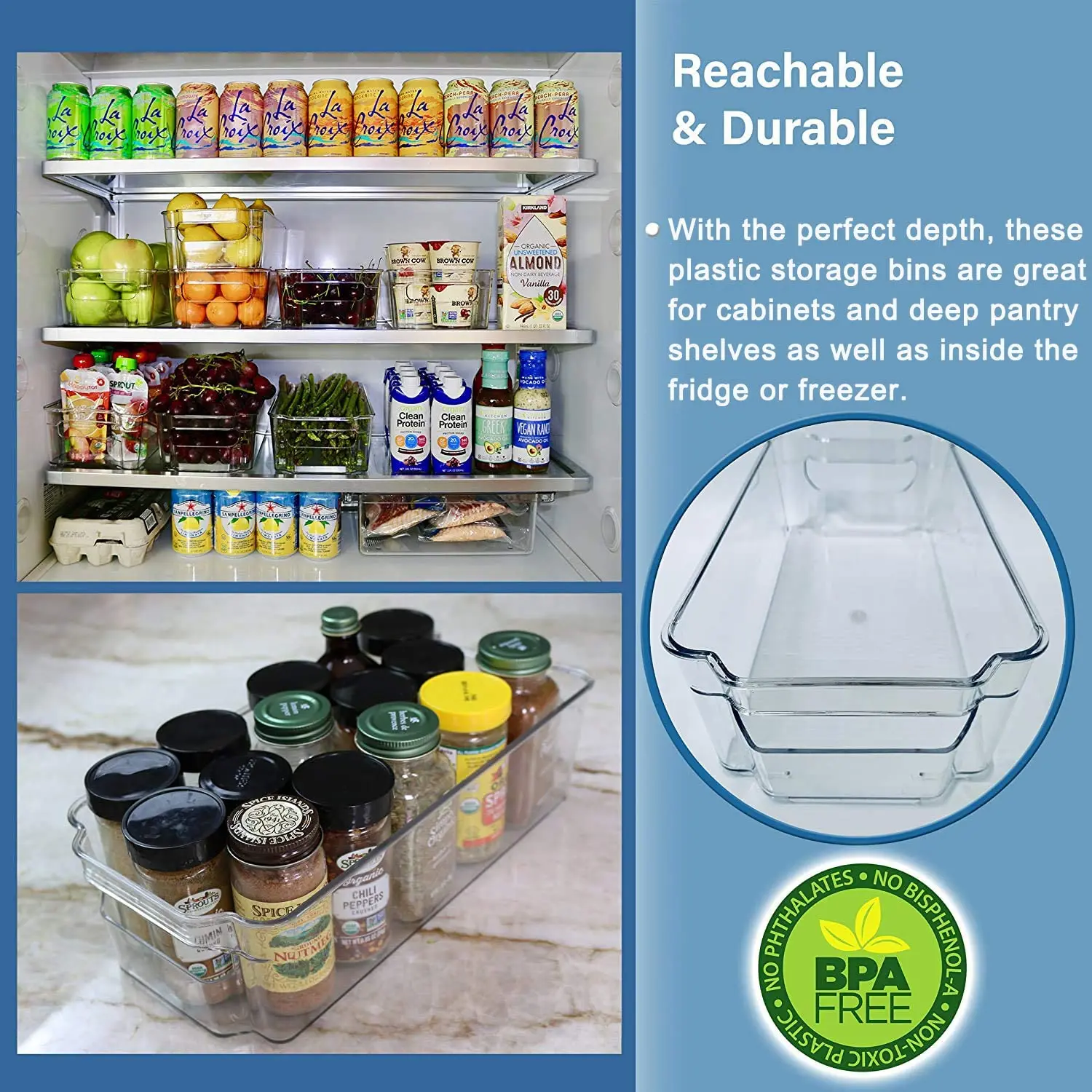 Refrigerator Organizer Bins 4pcs Stackable Clear Plastic Organizers Handles  Fridge Pantry Kitchen Cabinet Food Storage Container - AliExpress