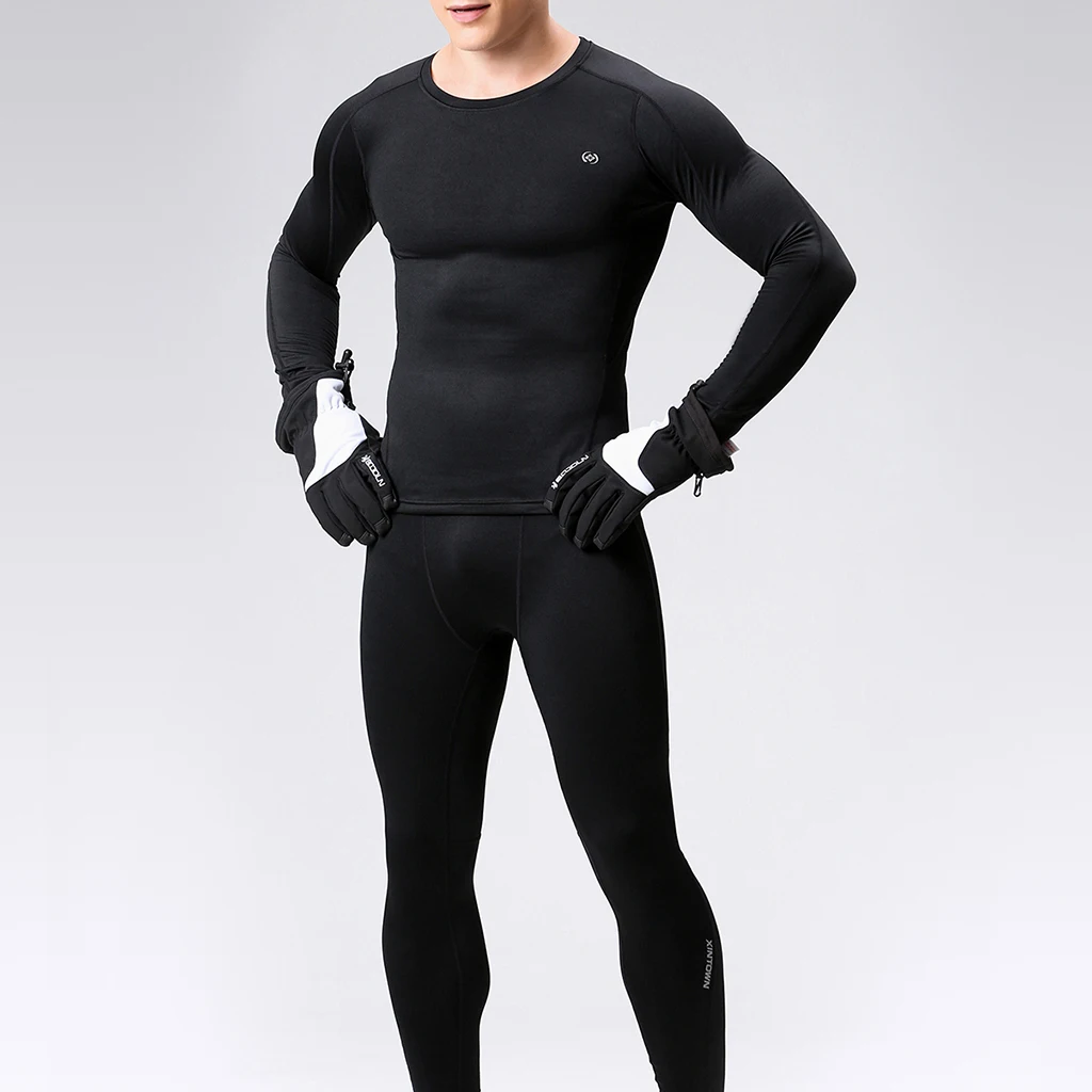 Thermal Underwear Fleece Long Sleeve Long Johns Base Layer Top & Bottom Set Thermal Underwear Set for Skiing 