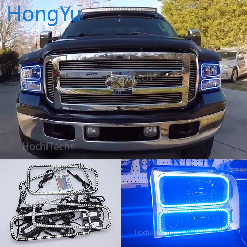 Для Ford F-250 F250 2005 2006 2007 с несколькими цветами RGB Цвет светодиодный Ангельские глазки набор ортопедических колец