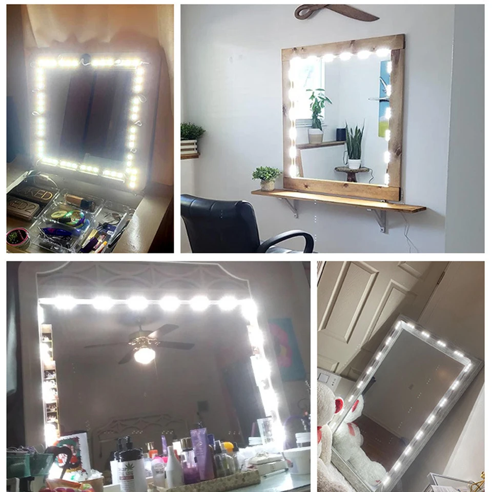 Luci per Specchietto da Toeletta a LED Luce per Trucco da Toeletta, 10 Barre Luminose a Stringa LED Bianchi Ultra Luminosi, Striscia di Luci Toccabili Dimmerabili, Luci a Specchio USB per(14 corde