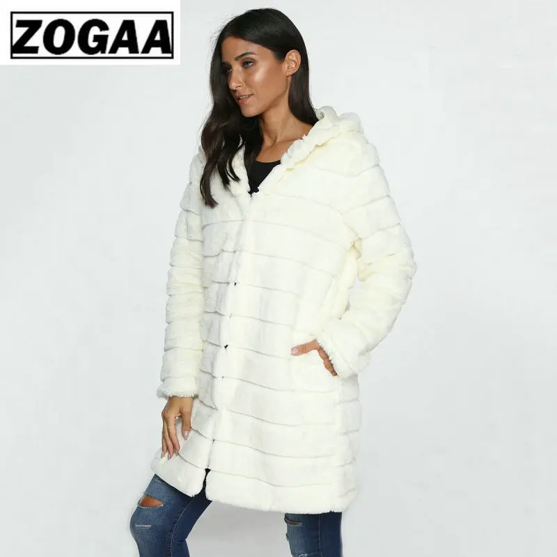 ZOGAA Faux Fur Coat Winter Women Fashion Casual Warm Slim Long Sleeve Faux Fox Fur Coat Winter Jacket Women casaco feminino