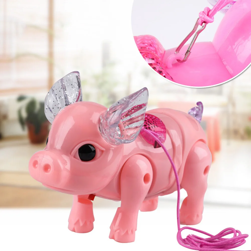 Детская светодиодная электрическая прогулочная игрушка свинья Поющая музыкальная лампа Игрушка Свинья с поводком Интерактивная детская игрушка подарок случайный цвет в любое время anywhe