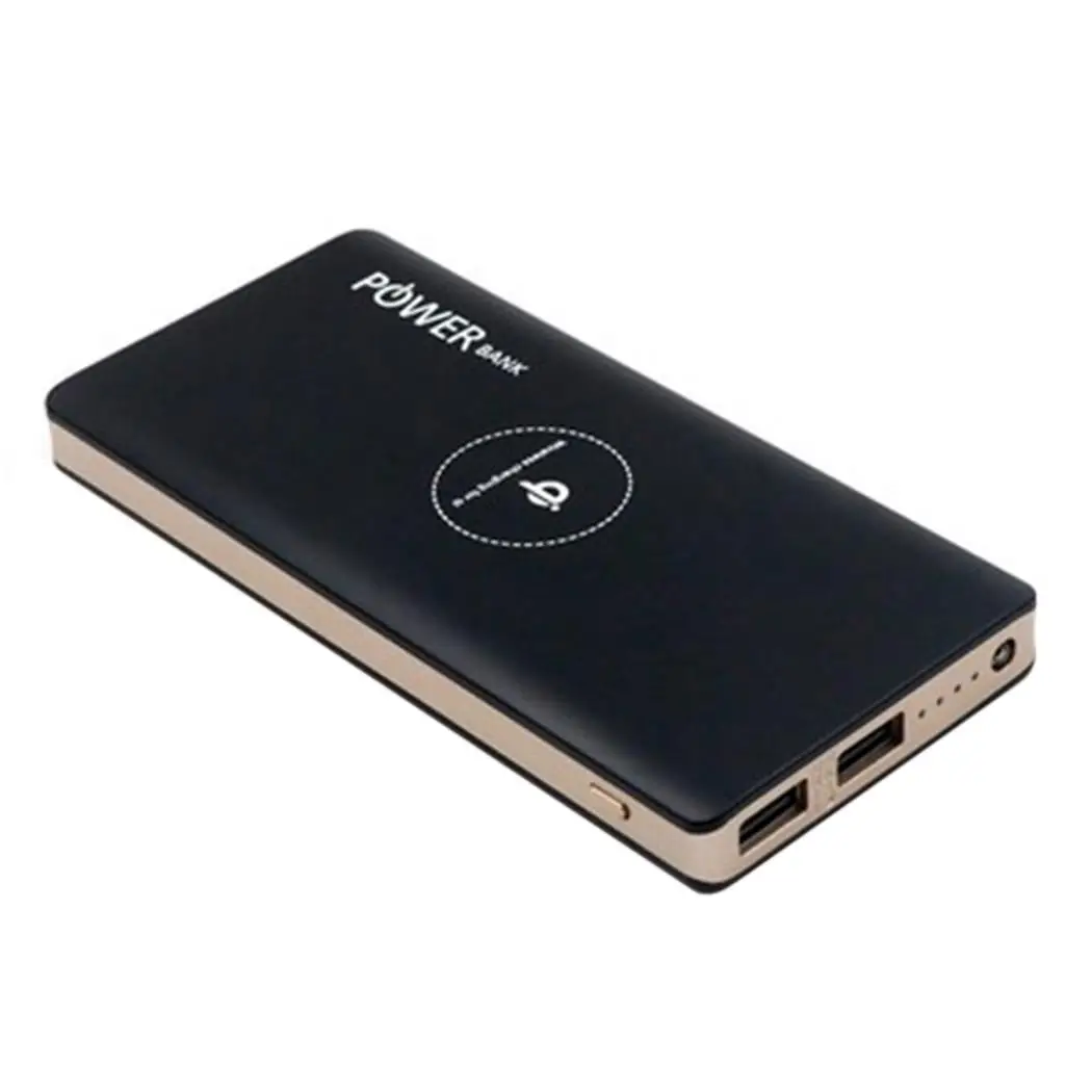 Портативное зарядное устройство Беспроводное зарядное устройство 10000 мАч Мобильный тонкий внешний аккумулятор повербанк для iPhone XS samsung S10 Xiaomi - Цвет: black