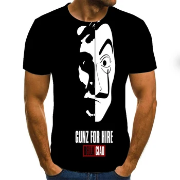 

Harajuku style men's black 3D funny printed T-shirt street trend unisex short-sleeved summer casual youth children's men's cloth