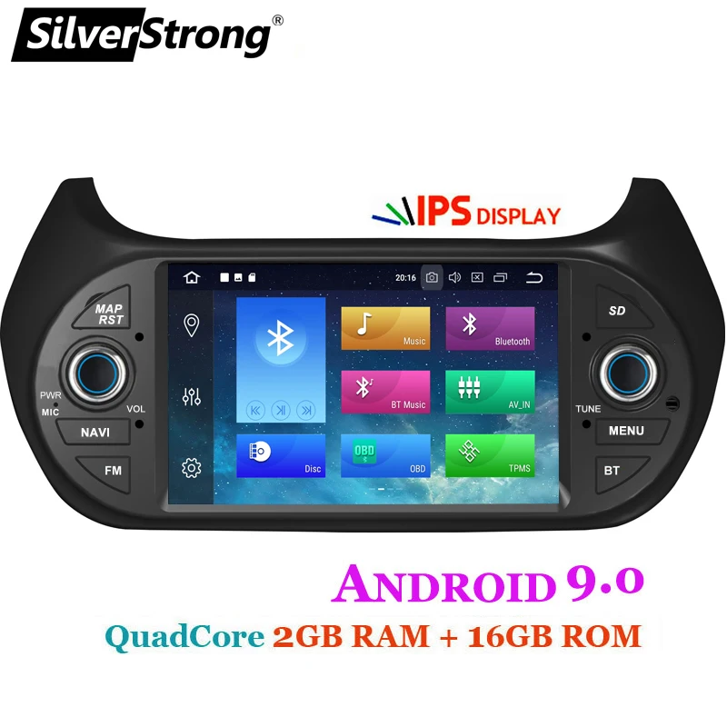  SilverStrong coche reproductor Multimedia GPS Android9.0 Radio de coche 1Din DVD 4G para FIAT/Fiori