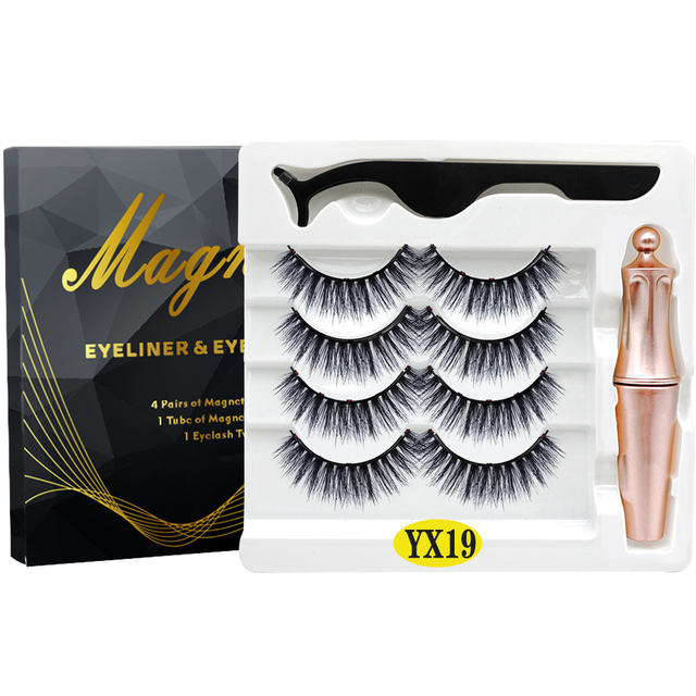 8PCS 2022 New 5 Magnet Magnetic Eyeliner 3D Kit Mink Eyelashes Natural with False Lashes with Tweezers