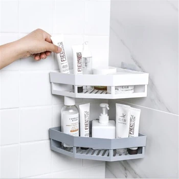 

Traceless Suction Cup Corner Shower Shelf Bathroom Shampoo Shower Shelf Holder Kitchen Storage Rack Organizer