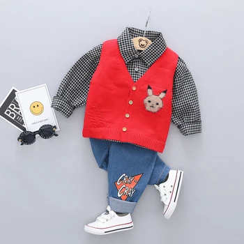 

Spring Autumn Children Kids Clothes Baby Boy Girls Cartoon VEST SHIRT Pants 3Pcs/sets Toddler Cotton Suit Infant Tracksuits SET