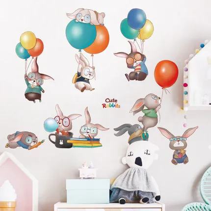

Extra Large Wall Sticker Lovely Dummy Rabbit Balloon Poster Animal KidsRroom Decoration Nursery Classroom Wall Decor Wallpaper