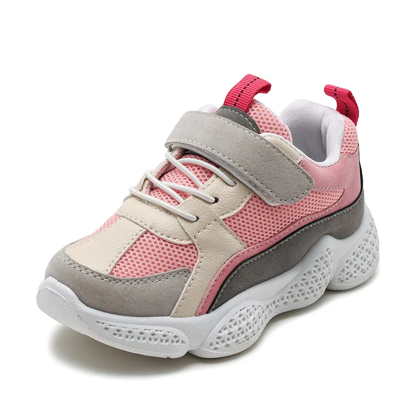 Сетчатая Осенняя спортивная обувь для девочек и мальчиков, кроссовки для детей, модные кроссовки для бега 3, 4, 5, 6, 7, 8, 9, 10, 11, 12 лет - Цвет: pink