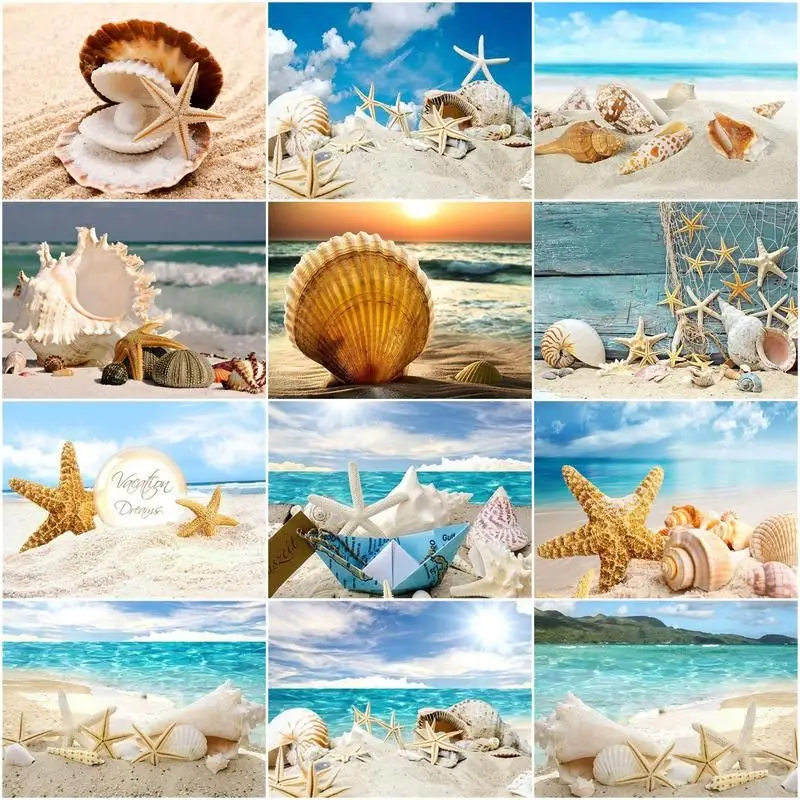 

GATYZTORY Oil Painting By Numbers Conch Seascape Drawing On Canvas HandPainted Art Gift DIY Picture Kits Home Decoration