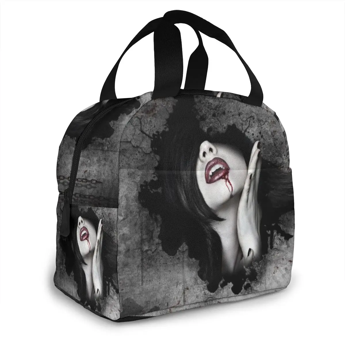

NOISYDESIGNS Portable Insulated Cooler Oxford Lunch Bags For Women Gothic Roses Printing Food Box Loncheras Para Mujer Termica