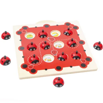 

Cartoon Wooden Puzzle Ladybug Design Kids Memory Training Game Chess Puzzle Early Development Toy For Children Gift