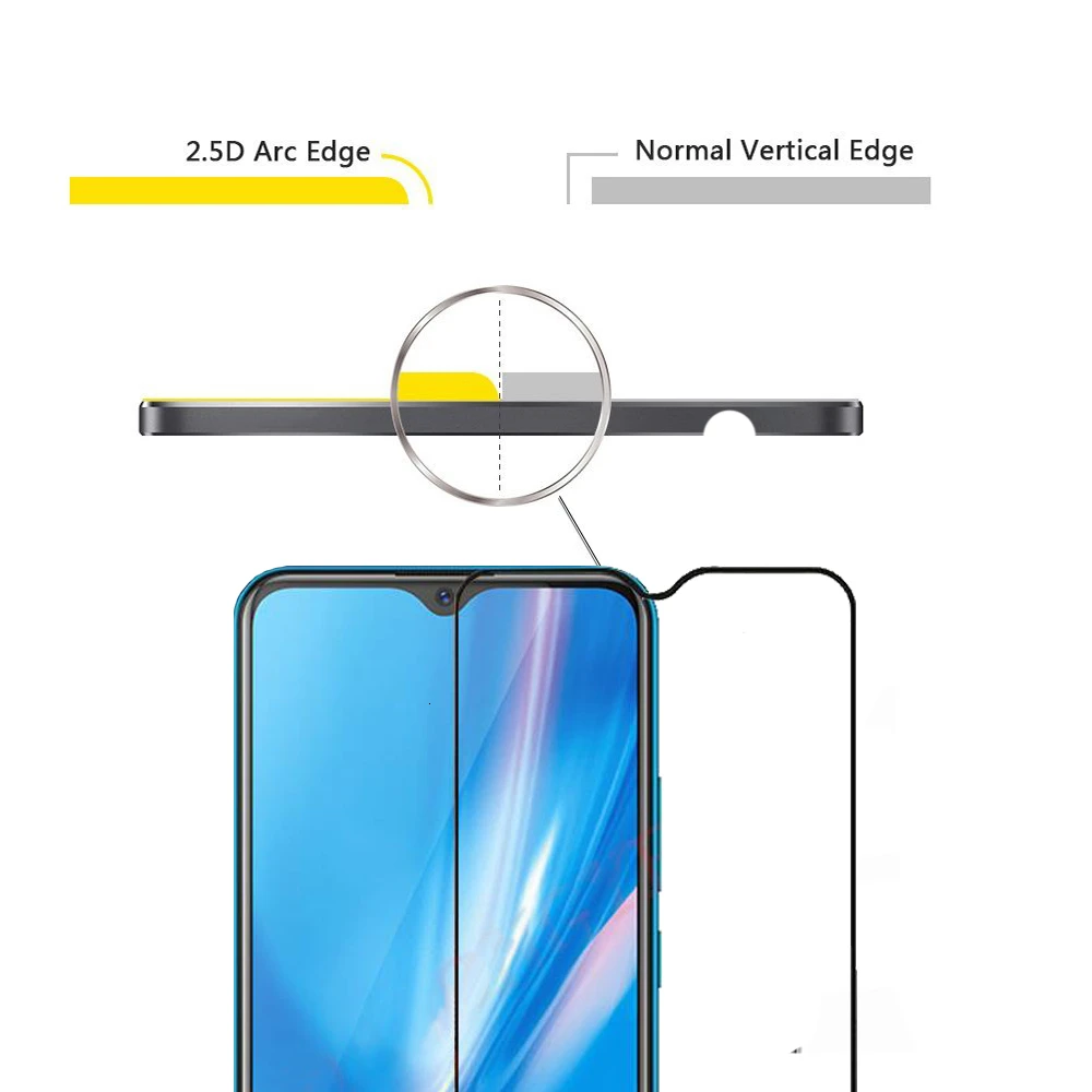 ДЛЯ VIVO Y11 Y12 полное покрытие 2.5D 9H черное Закаленное стекло Защитная пленка против царапин для VIVO Y12