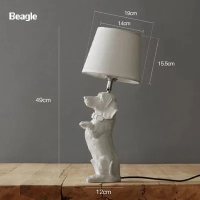 Beagle white Современный скандинавский щенок Светодиодный Настольные лампы животные спальня прикроватная лампа гостиная Смола собака Декор для дома Настольный светильник для кабинета светильник ing - Цвет абажура: Beagle white