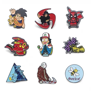 

V107 Wholesale 20pcs/lot Deadpool and Dragon Ball Z Metal Enamel Pins and Brooches Backpack Bags Badge Collection Gifts