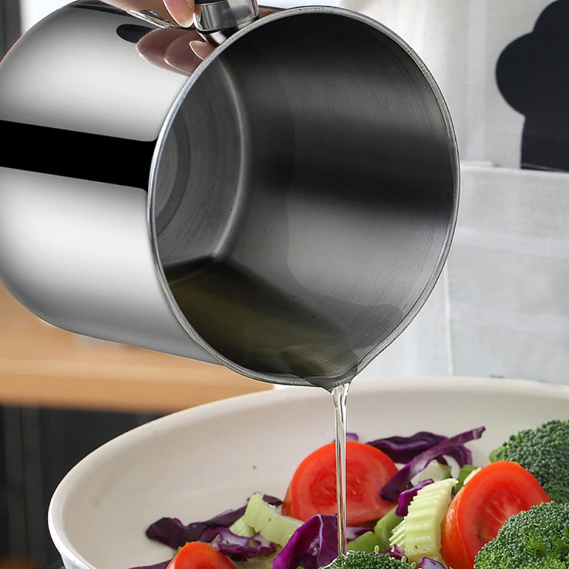 1.2L Kitchen Cooking Oil Filter Pot Soup Grease Stainless Steel Strainer Separator