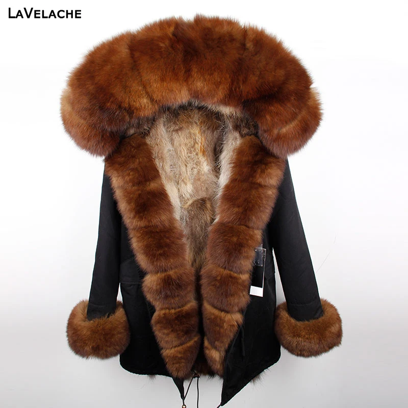 

LaVelache 2020 new plus size winter jacket long women luxurious large real fox fur coat oversize top quality streetwear