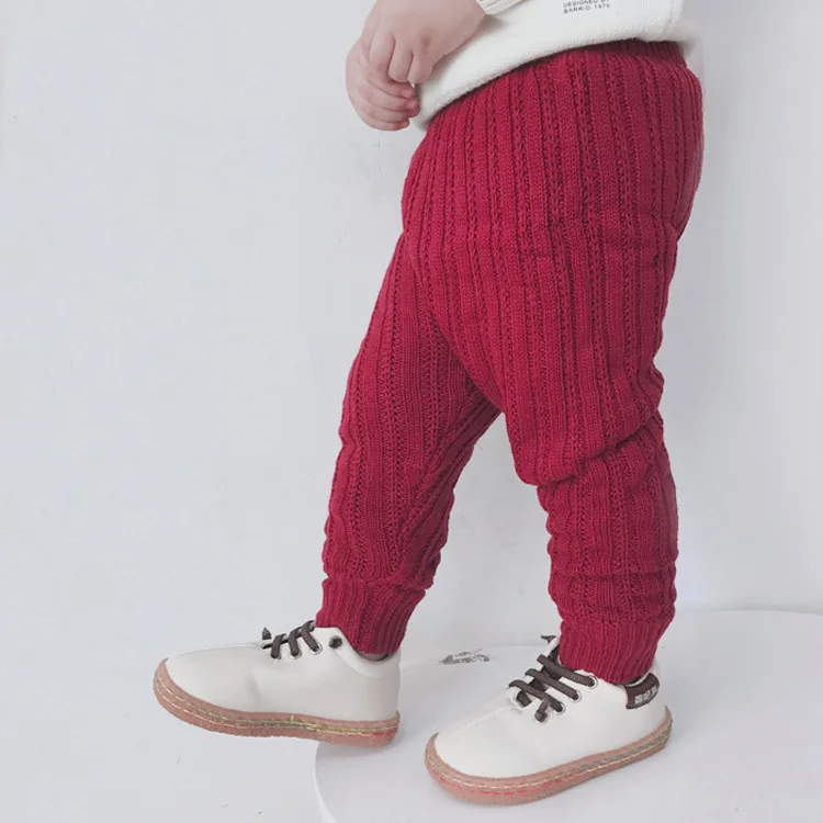 South Korea Childrenswear plus Velvet Knitted Trousers Boot Pants Men And Women Small CHILDREN'S Berber Fleece Large Bottom Wool