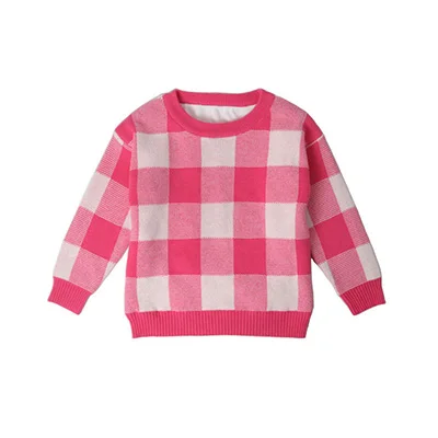 Вязаный рождественский свитер, Осенний хлопковый зимний свитер для маленьких девочек с меховым помпоном и вышивкой Санта Клауса, топы для маленьких мальчиков, свитер, одежда - Цвет: Pink