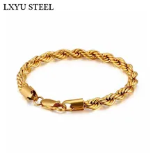 316L нержавеющая сталь браслет с витой цепью для мужчин 21 см черный/серебро/золото звено цепи браслет Простые повседневные ювелирные изделия