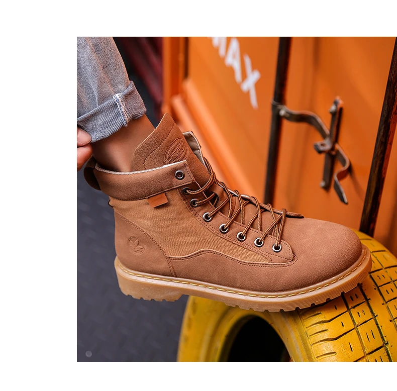 Men anti-slip breathable ankle boots waterproof high street fashion doc martens boots black grey brown lace up round-toe motorcycle boots soft comfortable work shoes safety (25)