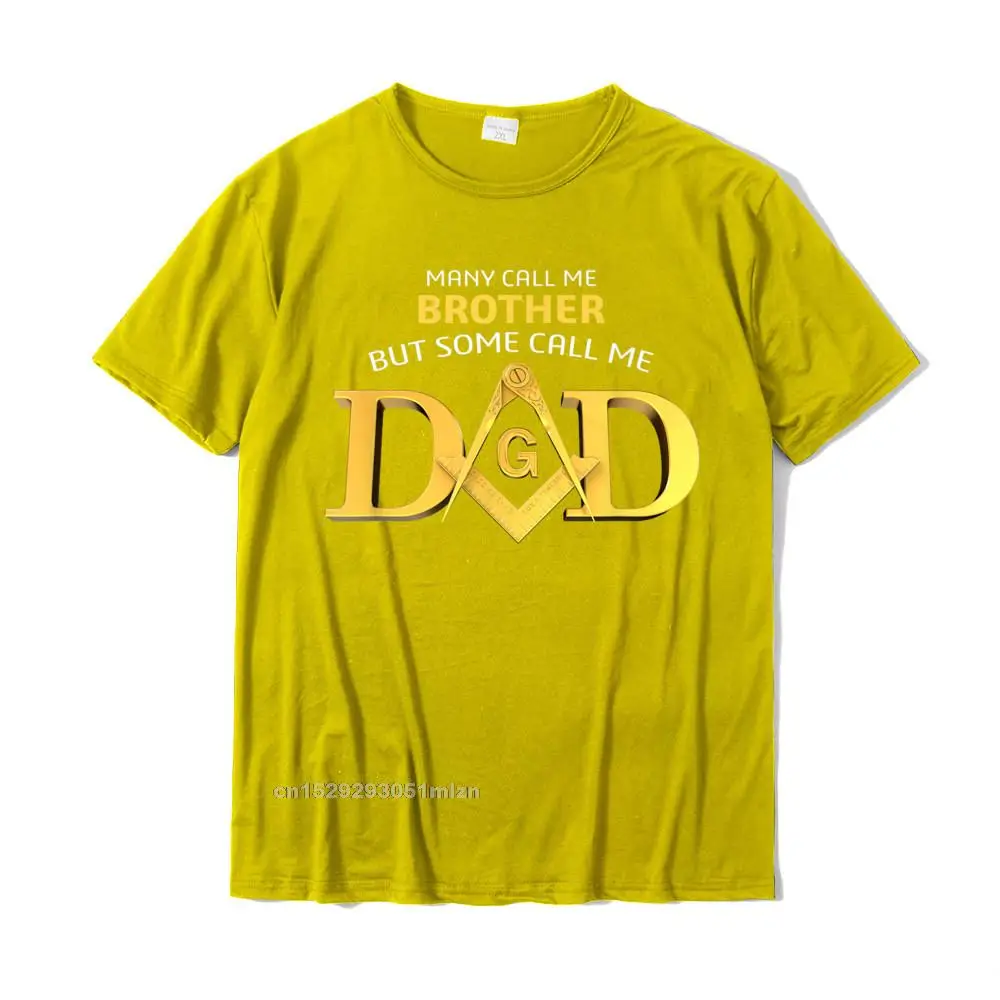 Simple StyleStreet Short Sleeve T Shirt Summer Autumn 2021 New Fashion Round Neck Cotton Tops Shirts Men T-shirts Printed On Masonic Some Call Me Dad Square Compass Freemason T-Shirt__3152 yellow
