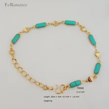 FOROMANCE/6,"+ 1,6" женский браслет из желтого золота GP с зеленым маслом, эмалированный прямоугольник, часть, звено, браслет, 3 мм, широкая цепочка