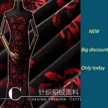 Подгонянная осенняя и зимняя шерстяная жаккардовая одежда, бархатная трикотажная бархатная ткань с пионами, высококачественный модный материал