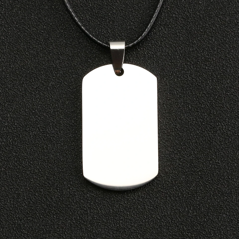 Собачья бирка ожерелье DogTag Военная армейская табличка с гравировкой ID пустой серебряный полированный кулон ювелирные изделия из нержавеющей стали для мужчин