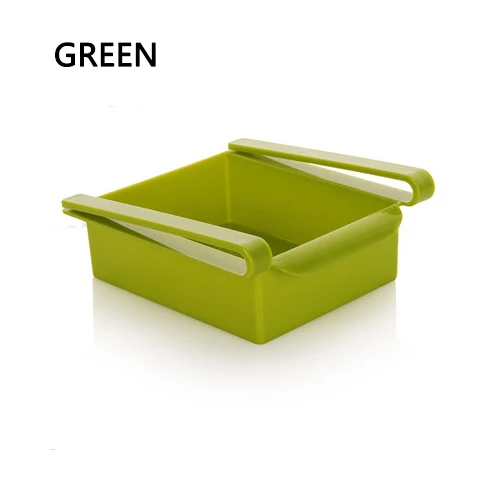 A-GREEN ABS боковая стойка для хранения, органайзер, регулируемая полка для холодильника, держатель для ящика, органайзер, экономия пространства, фруктовая закуска, кухонная полка, полка - Цвет: A-GREEN