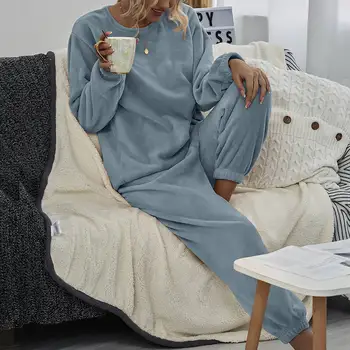 

LASPERAL 2Pcs Set Women Sweatshirt +Pants Sets Autumn Winter Casual Loose 2 Piece Set Women Fleece Warm Suits Leisure Home Wear