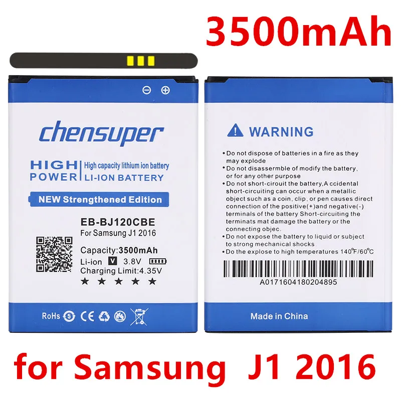 

Аккумулятор EB-BJ120CBE BJ120CBE для Samsung Galaxy J1 3500, емкость 2016 мАч, батарея J120F Express 3, J120A, J120T, J120H, J120F, J120