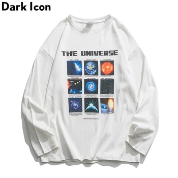 

Dark Icon " The Iniverse" Printed Hip Hop T-shirt 2020 Spring New Casual Long Sleeve Tshirt Streetwear Clthing